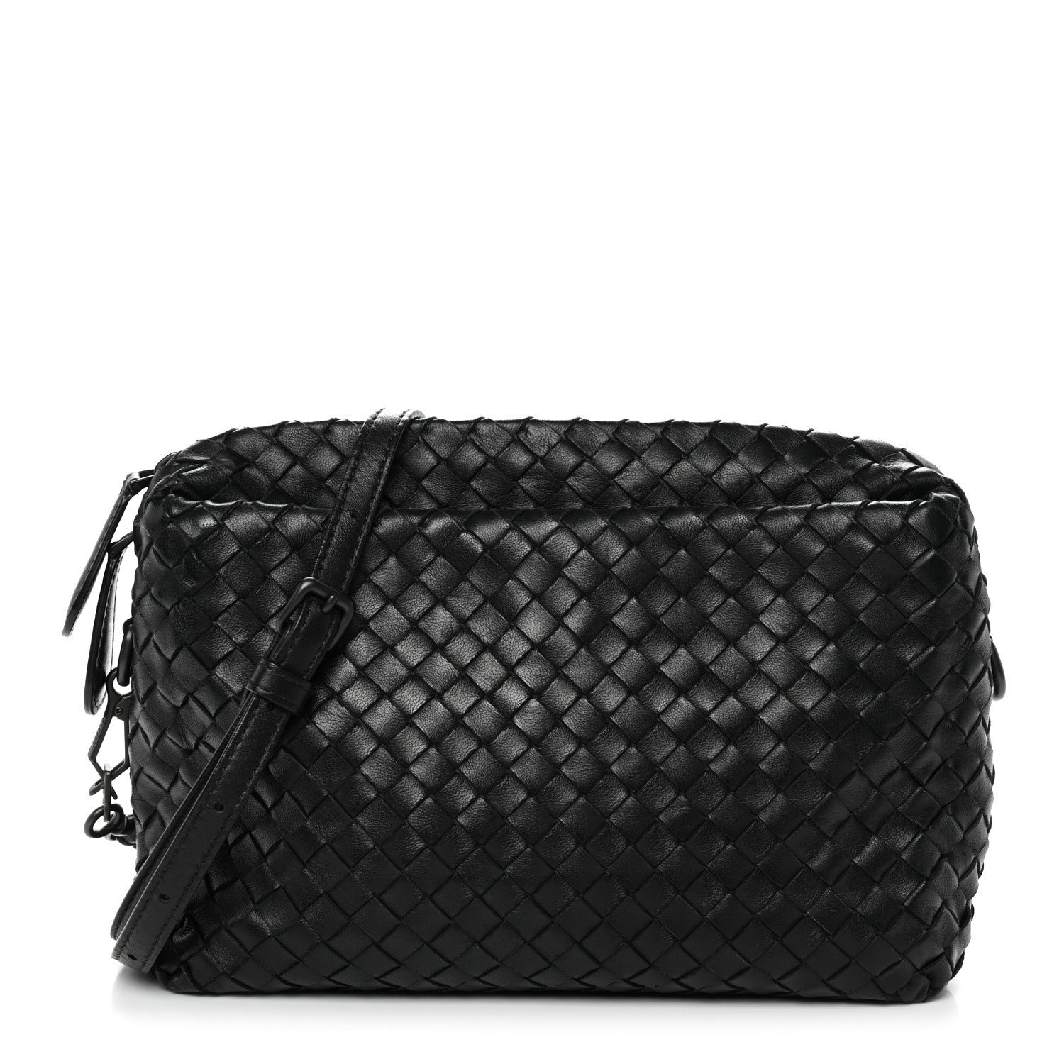 Nappa Intrecciato Crossbody Messenger Black