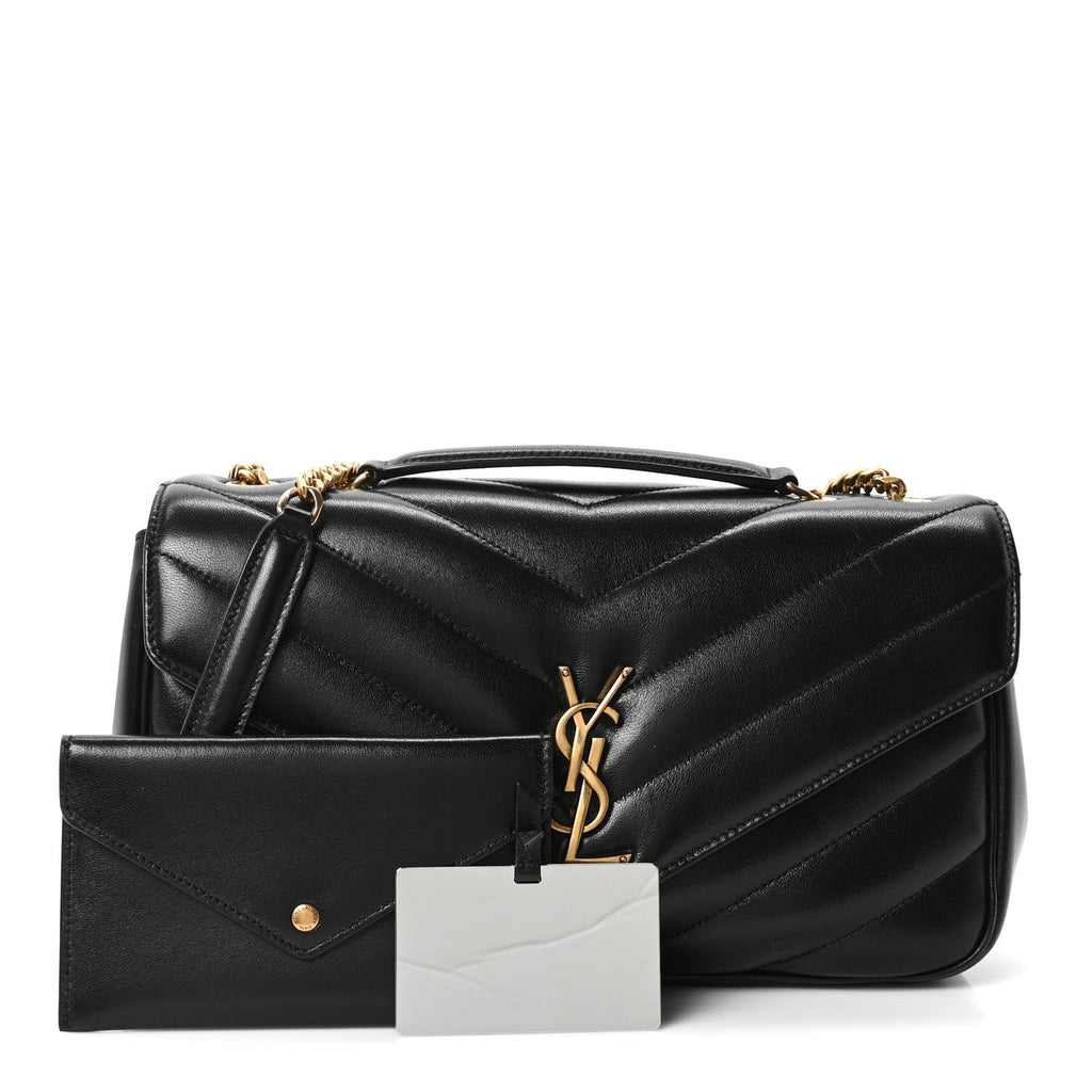 Lambskin Chevron Quilted Medium Loulou Black