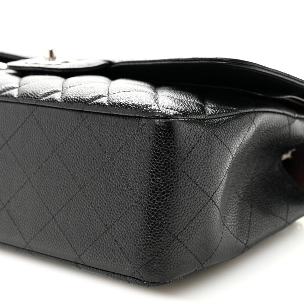 Caviar Quilted Jumbo Double Flap Black
