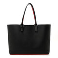 Calfskin Empire Spikes Large East West Cabata Tote Black