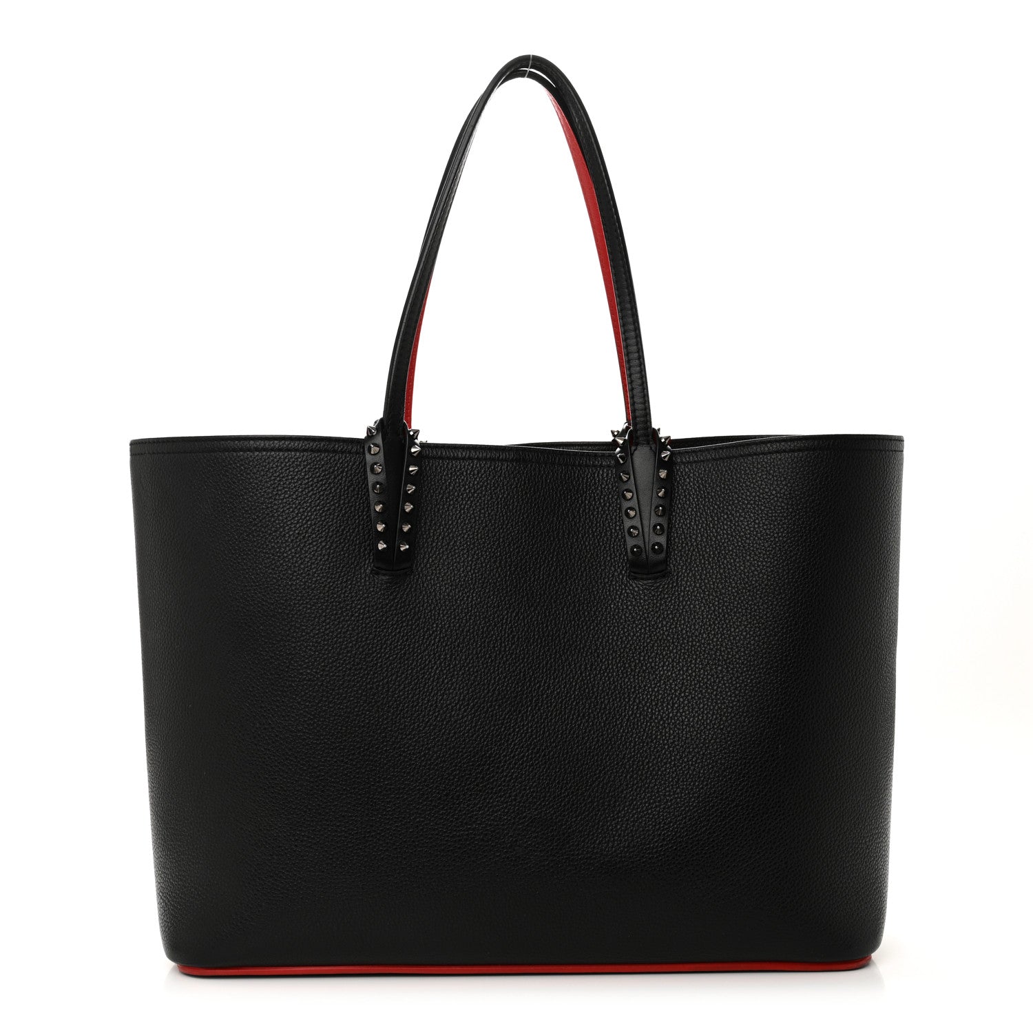 Calfskin Empire Spikes Large East West Cabata Tote Black