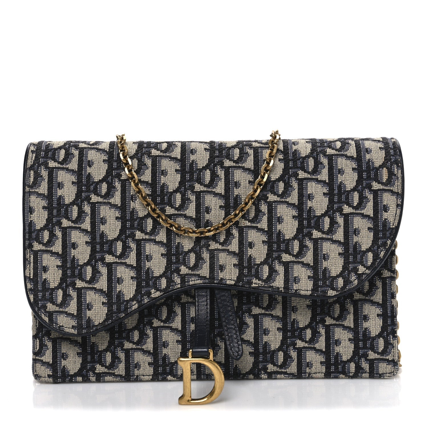 Oblique Saddle Chain Pouch Blue