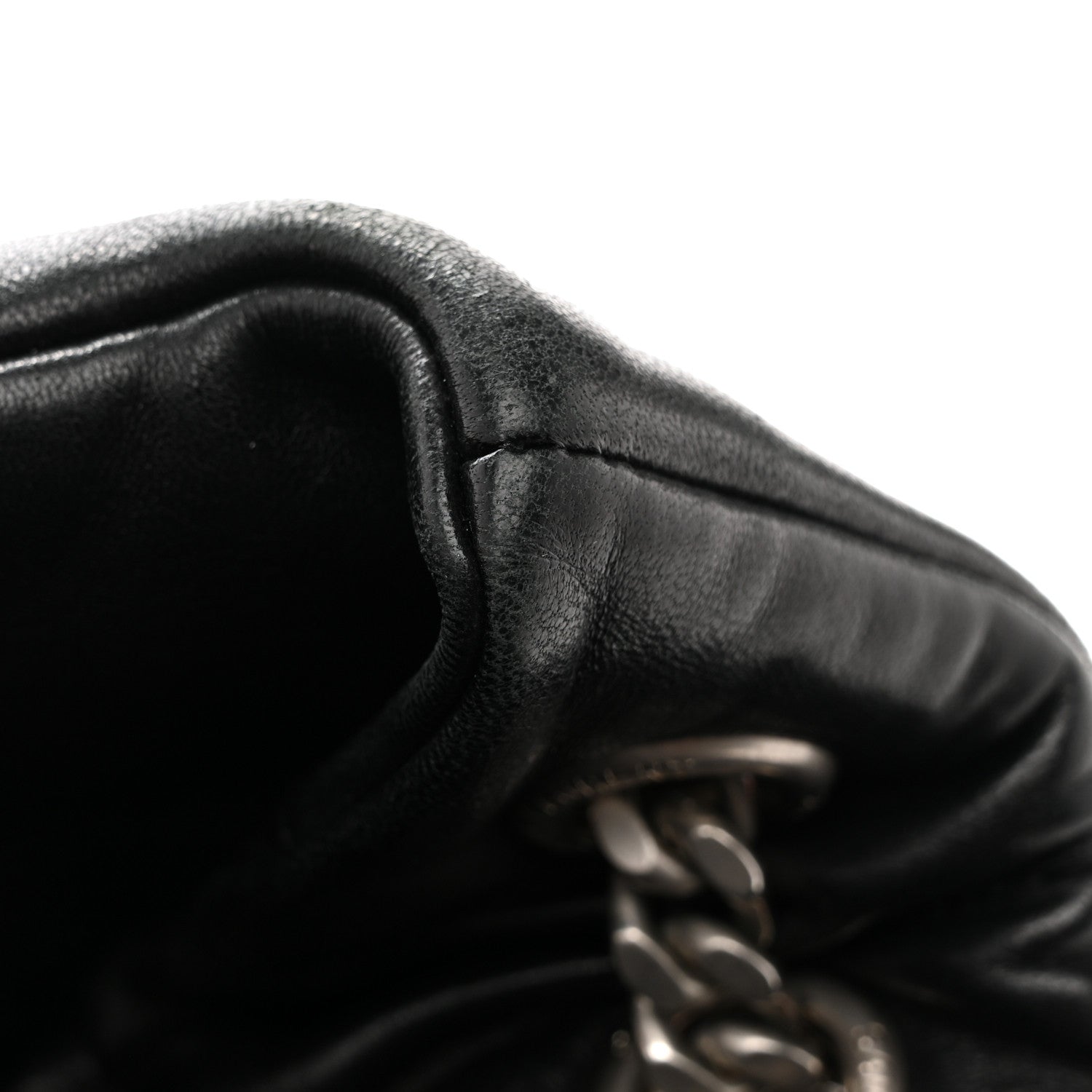 Lambskin Quilted Medium Loulou Puffer Monogram Chain Satchel Black