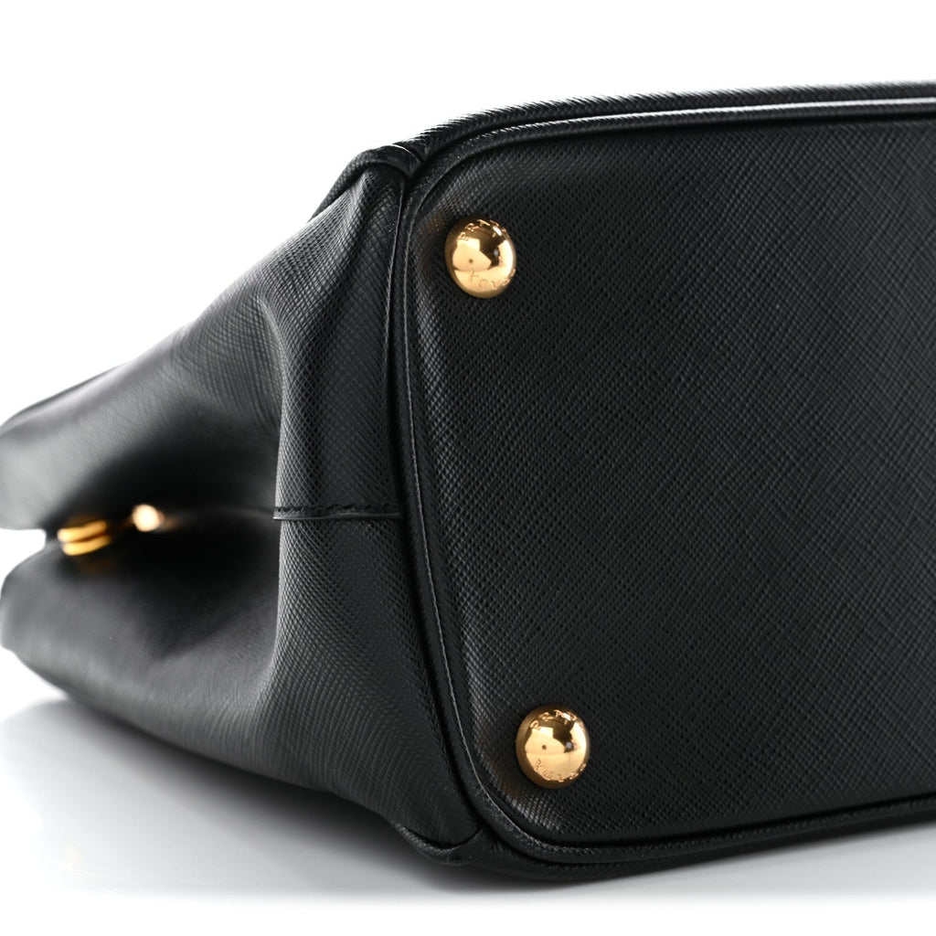 Saffiano Small Galleria Double Zip Tote Black