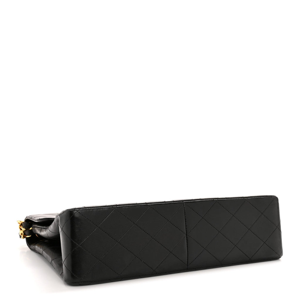 Lambskin Quilted XL Jumbo Single Flap Black
