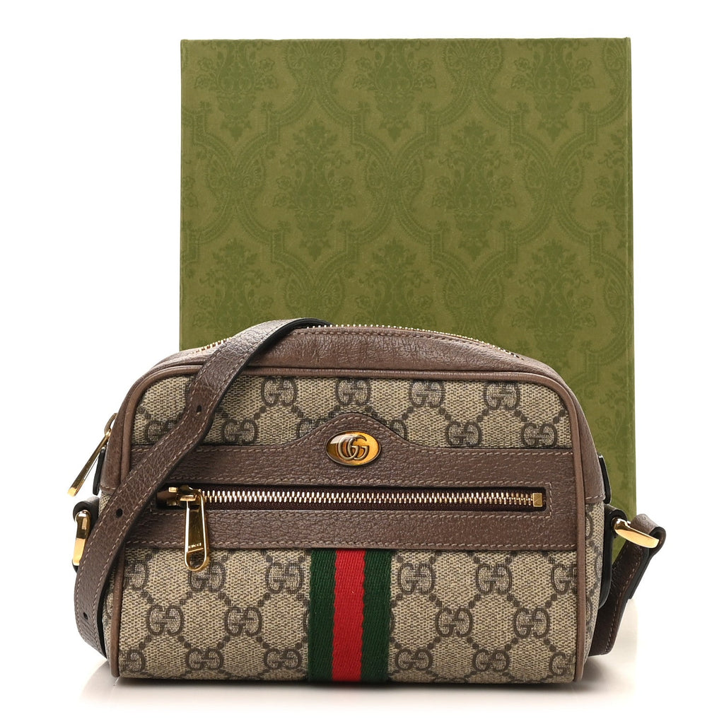 GG Supreme Monogram Web Mini Ophidia Shoulder Bag Brown