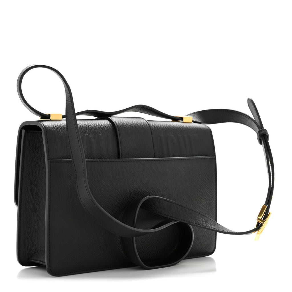 Grained Calfskin 30 Montaigne Flap Bag Black