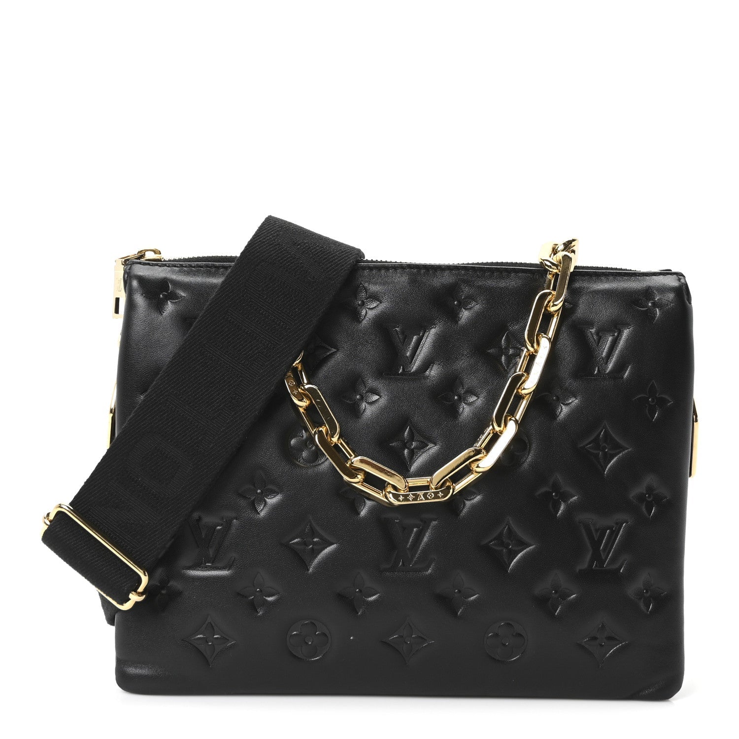 Lambskin Embossed Monogram Coussin PM Black