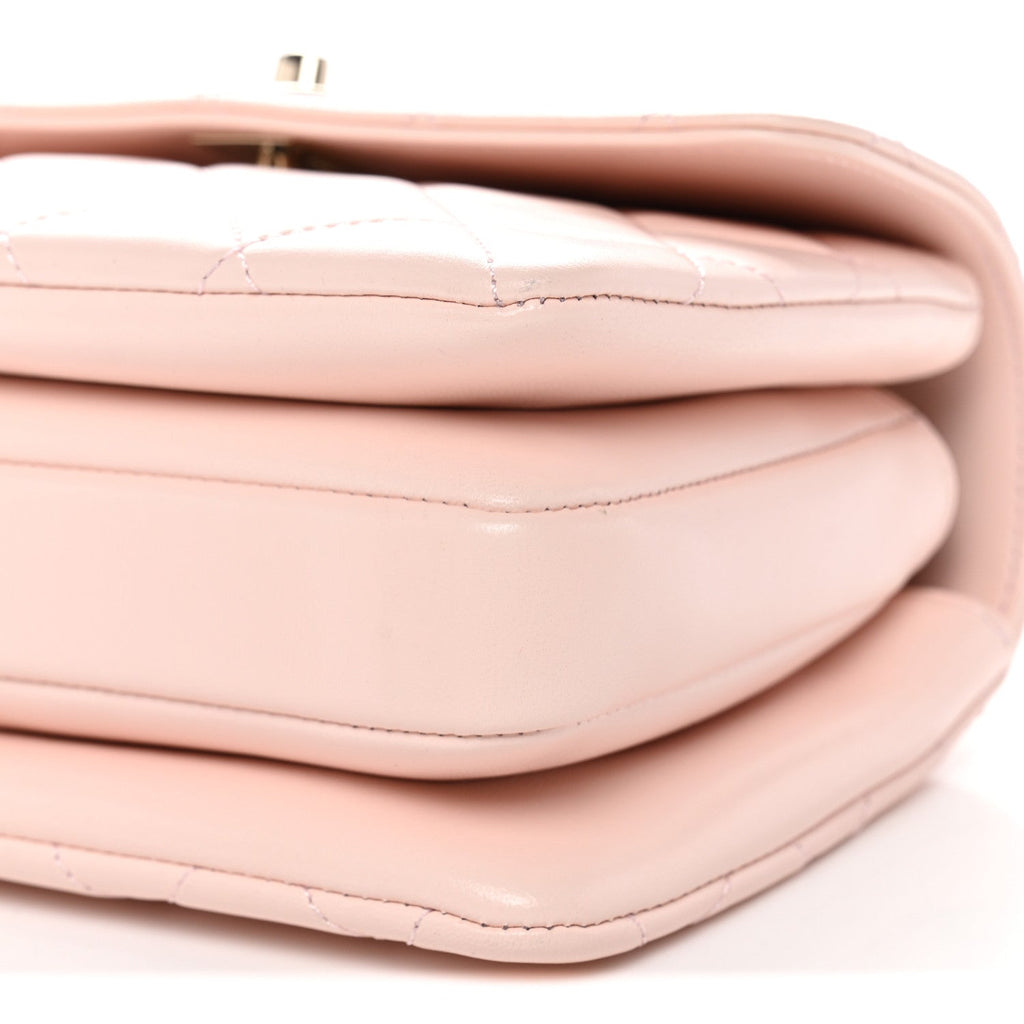 Lambskin Quilted Small Trendy CC Flap Dual Handle Bag Light Pink