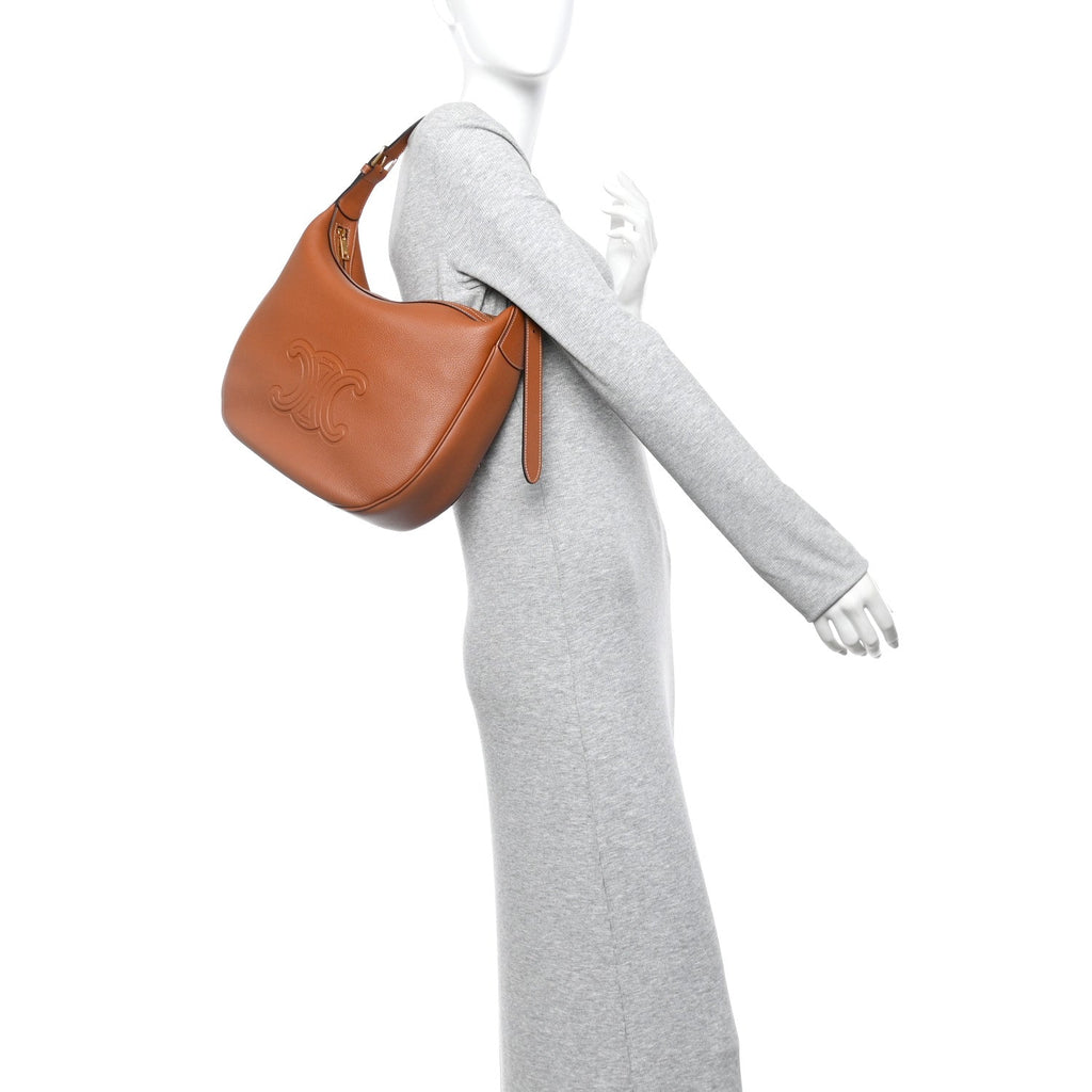 Supple Calfskin Medium Triomphe Heloise Shoulder Bag Tan