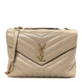 Calfskin Y Quilted Monogram Medium Loulou Chain Satchel Dark Beige