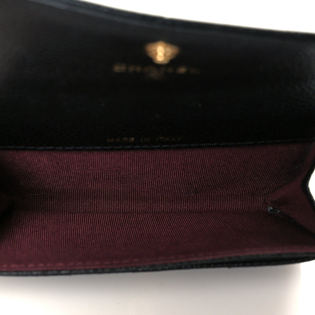 Caviar Quilted Flap  Holder Wallet Black