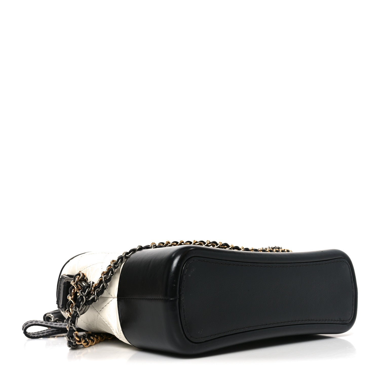 Aged Calfskin Quilted Small Gabrielle Hobo Black White