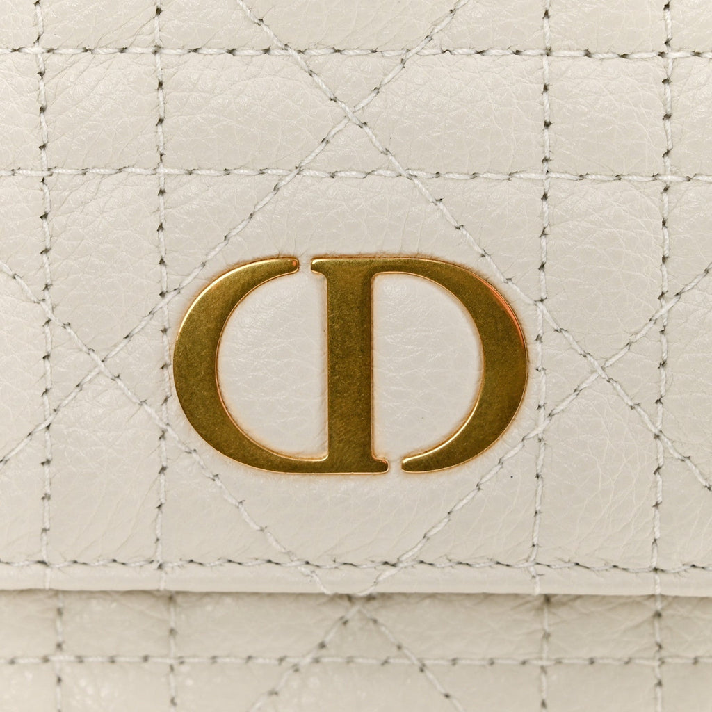 Supple Calfskin Caro Pouch with Chain Latte