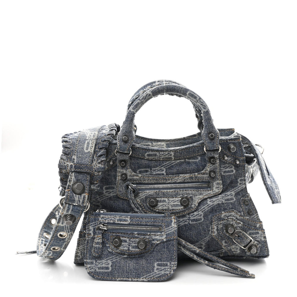 Denim BB Monogram Neo Cagole Handbag XS Blue
