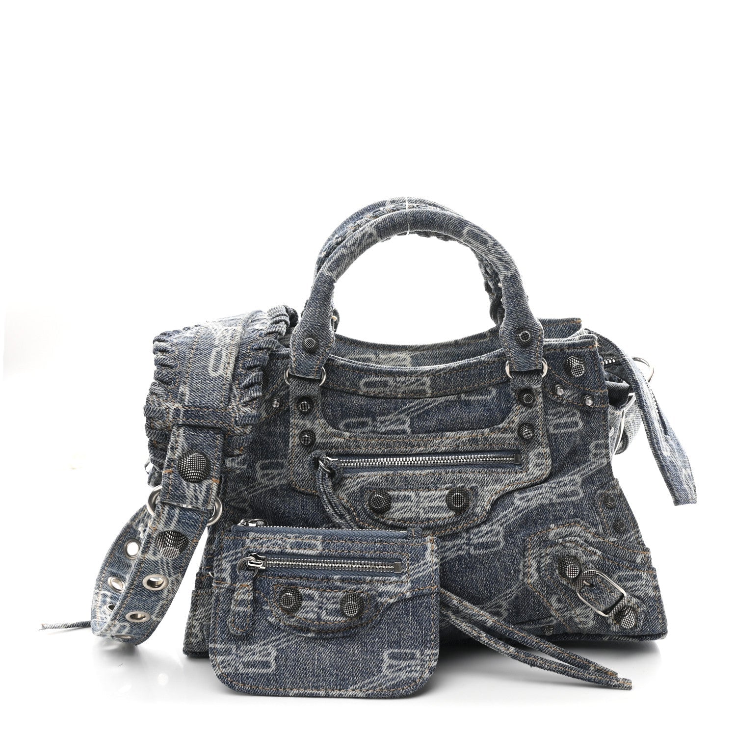 Denim BB Monogram Neo Cagole Handbag XS Blue