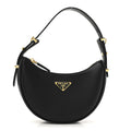 Soft Calfskin Arque Shoulder Bag Black