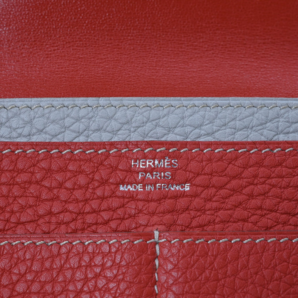 Togo Dogon Duo Wallet Rouge Garance Gris Mouette