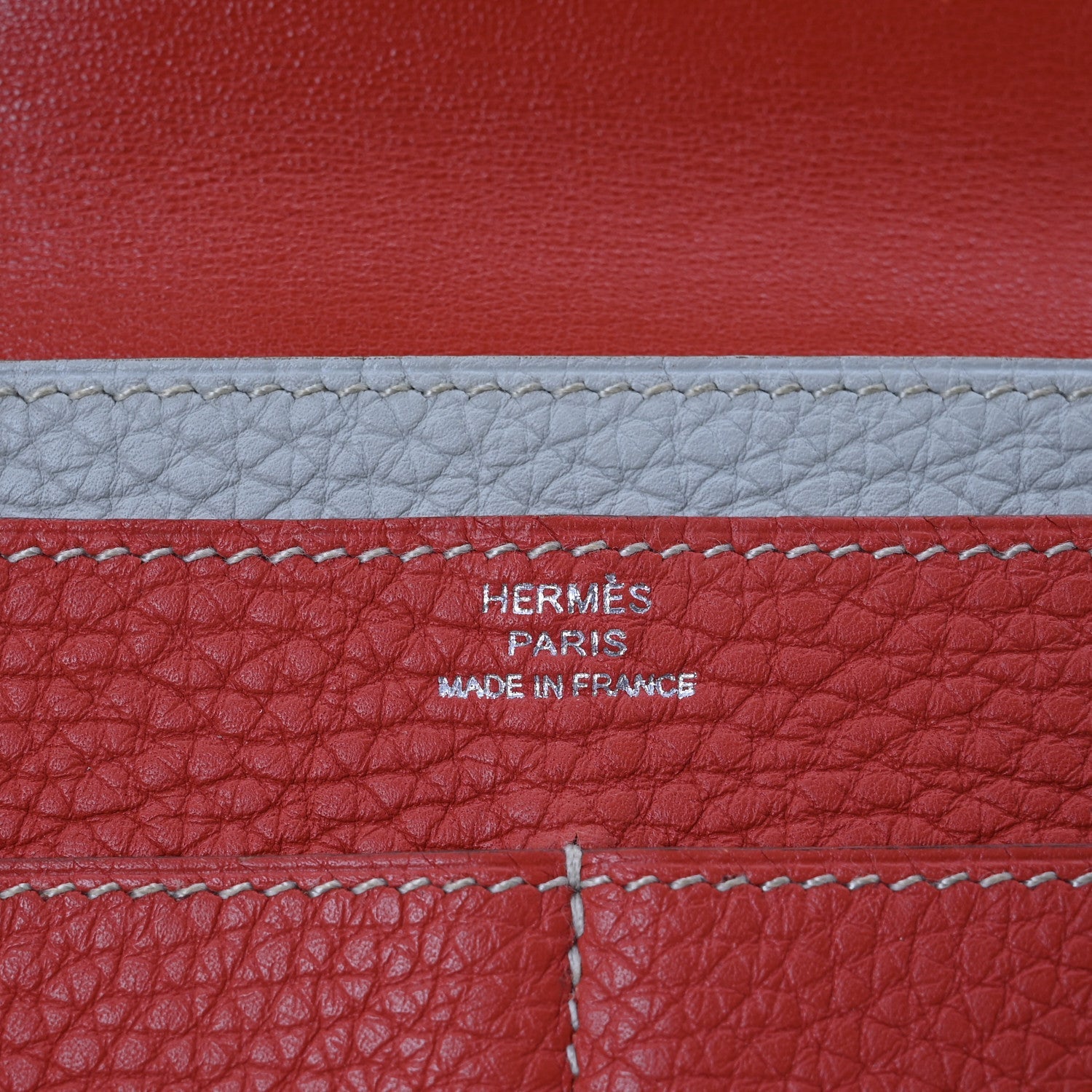 Togo Dogon Duo Wallet Rouge Garance Gris Mouette