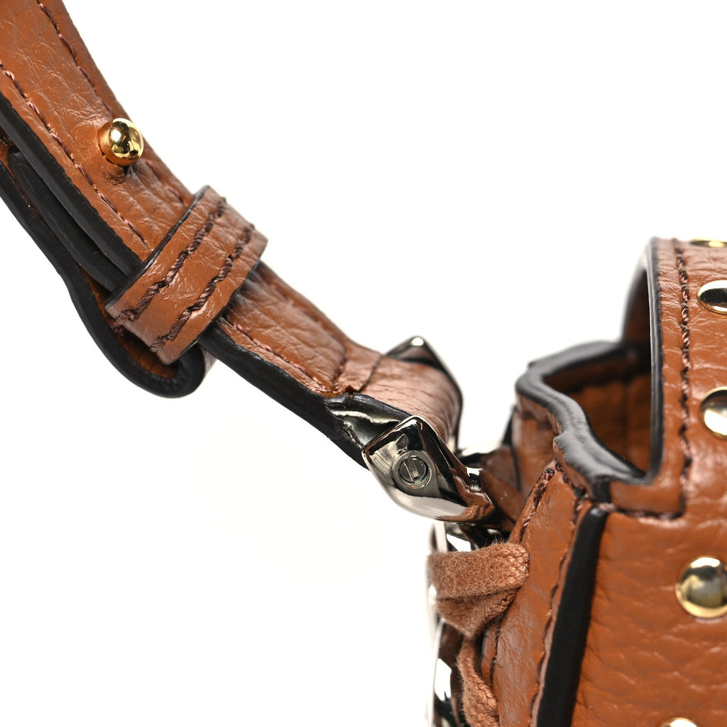 Eco Grainy Alter Mat Studded Frayme Flap Shoulder Bag Pecan