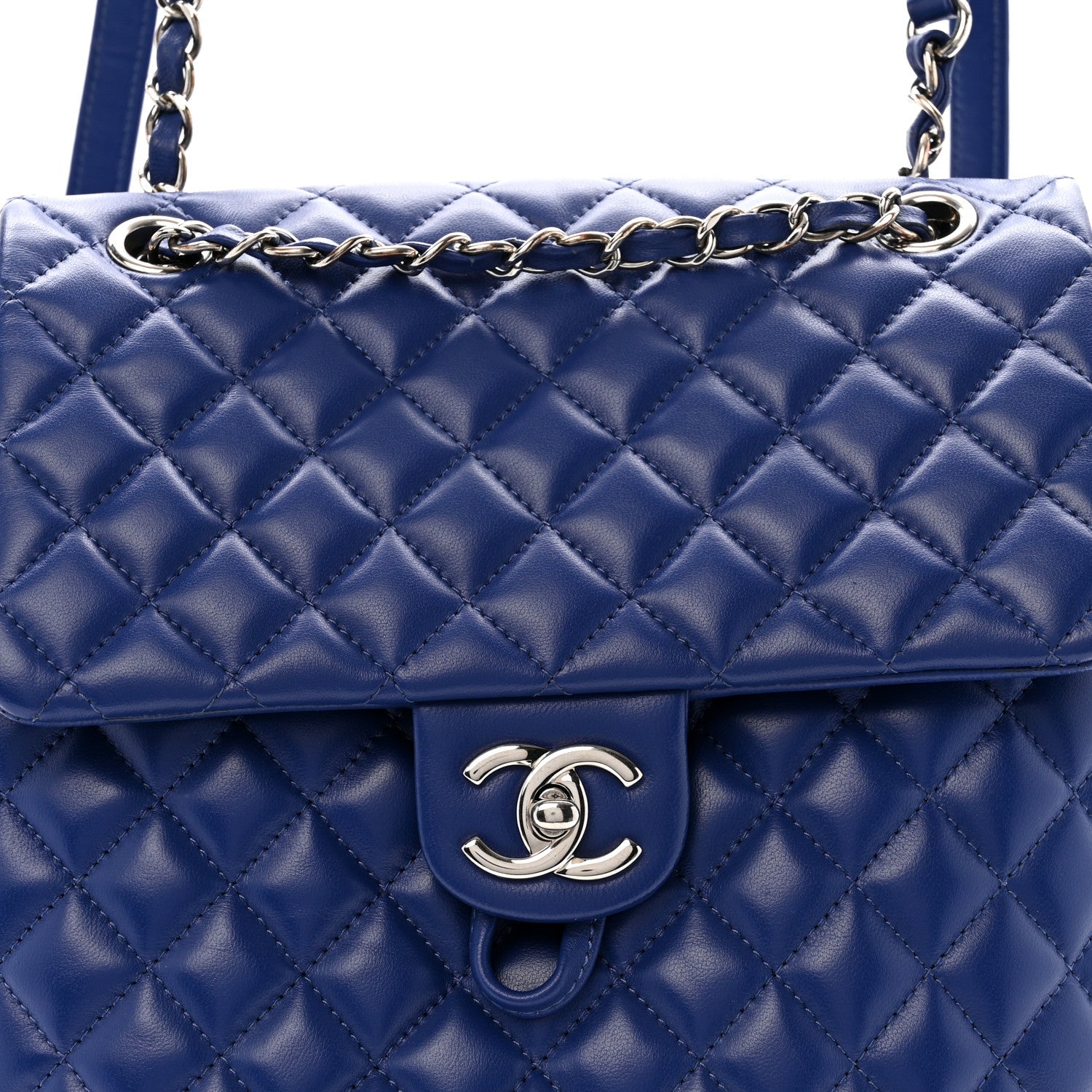 Lambskin Quilted Large Urban Spirit Backpack Blue