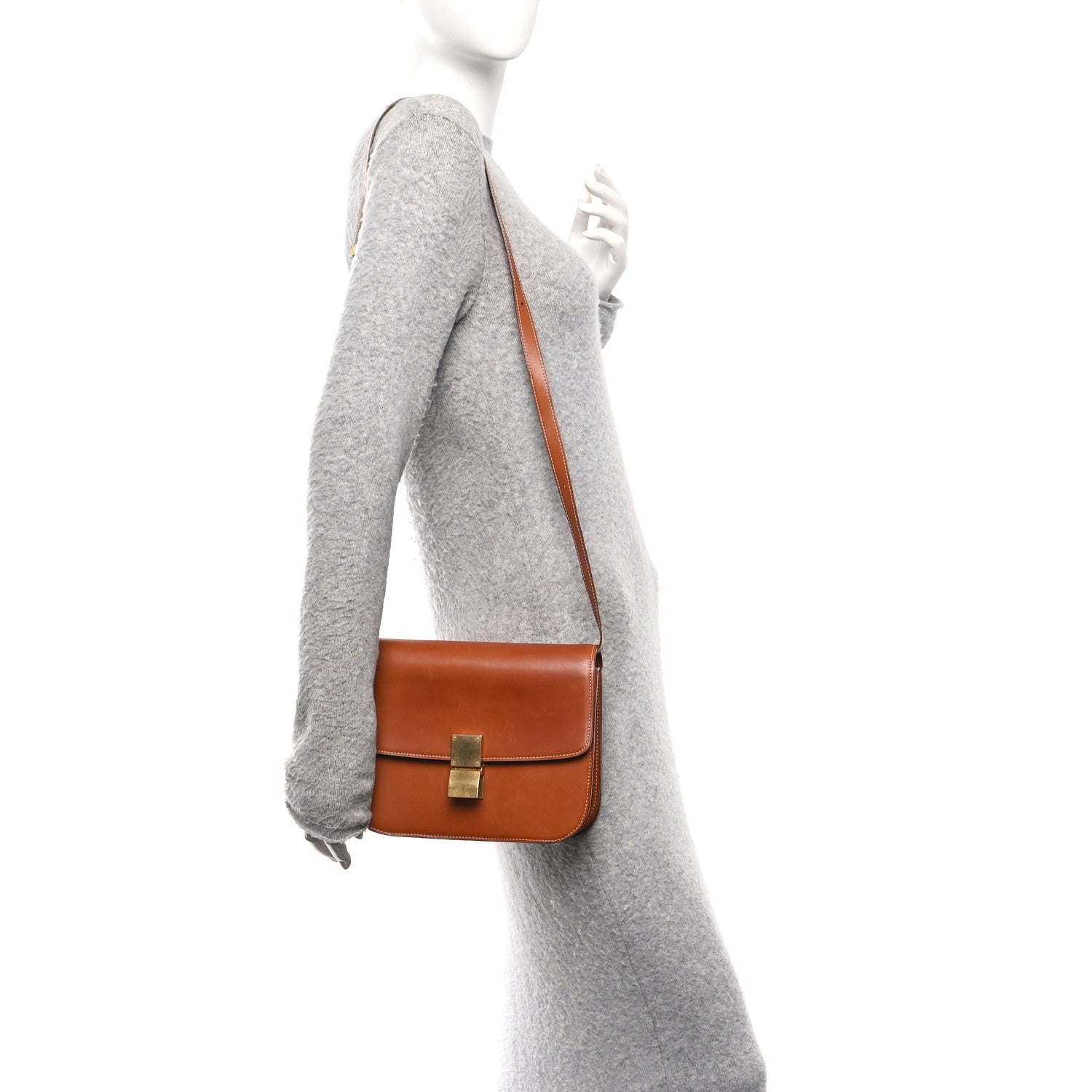 Natural Calfskin Medium Classic Box Flap Bag Tan