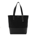 Canvas Calfskin T-Bar Shopping Bag Black
