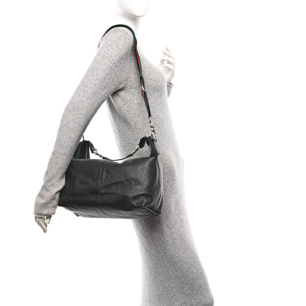 Grained Calfskin Medium Brea Crossbody Bag Black