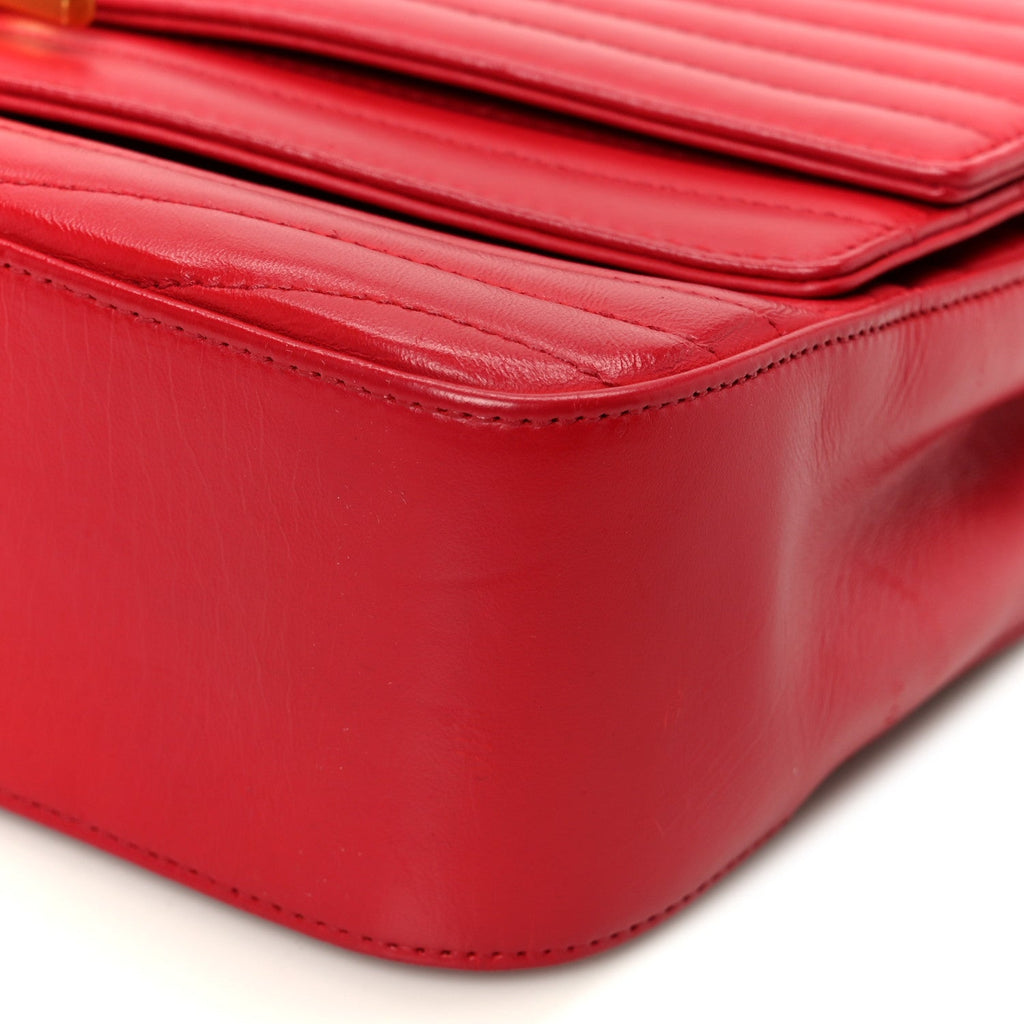 Lambskin Matelasse Chevron Monogram Medium Sulpice Bag Red