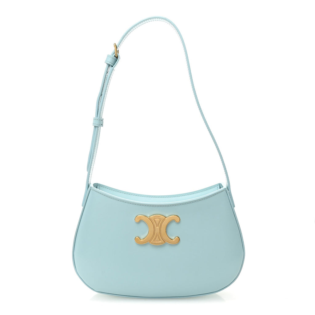 Shiny Calfskin Medium Tilly Triomphe Shoulder Bag Light Blue