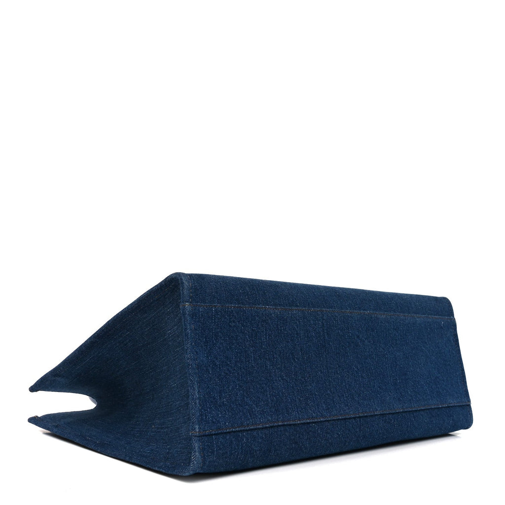 Denim Calfskin La Medusa Tote Bag Blue