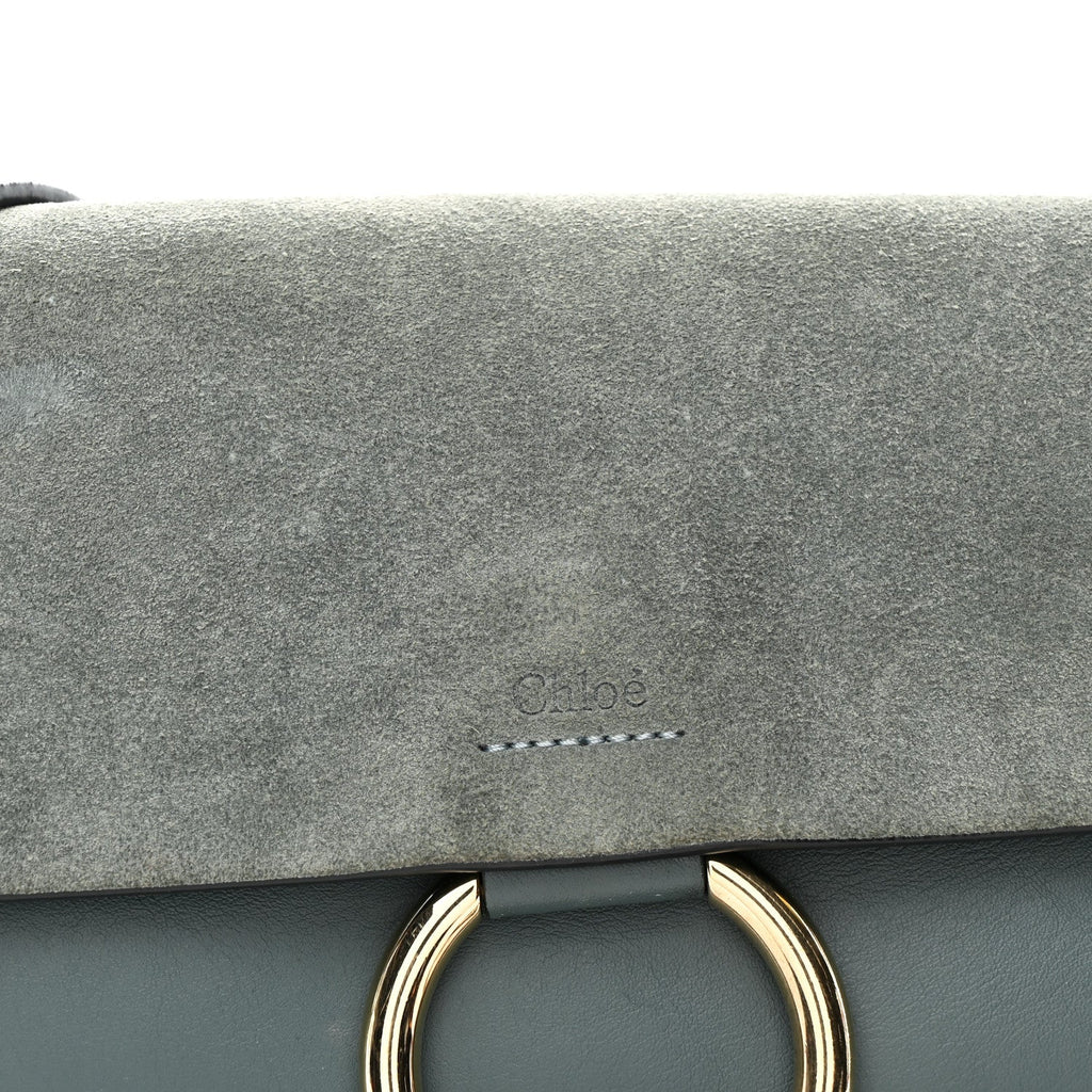 Suede Calfskin Small Faye Shoulder Bag Cloudy Blue