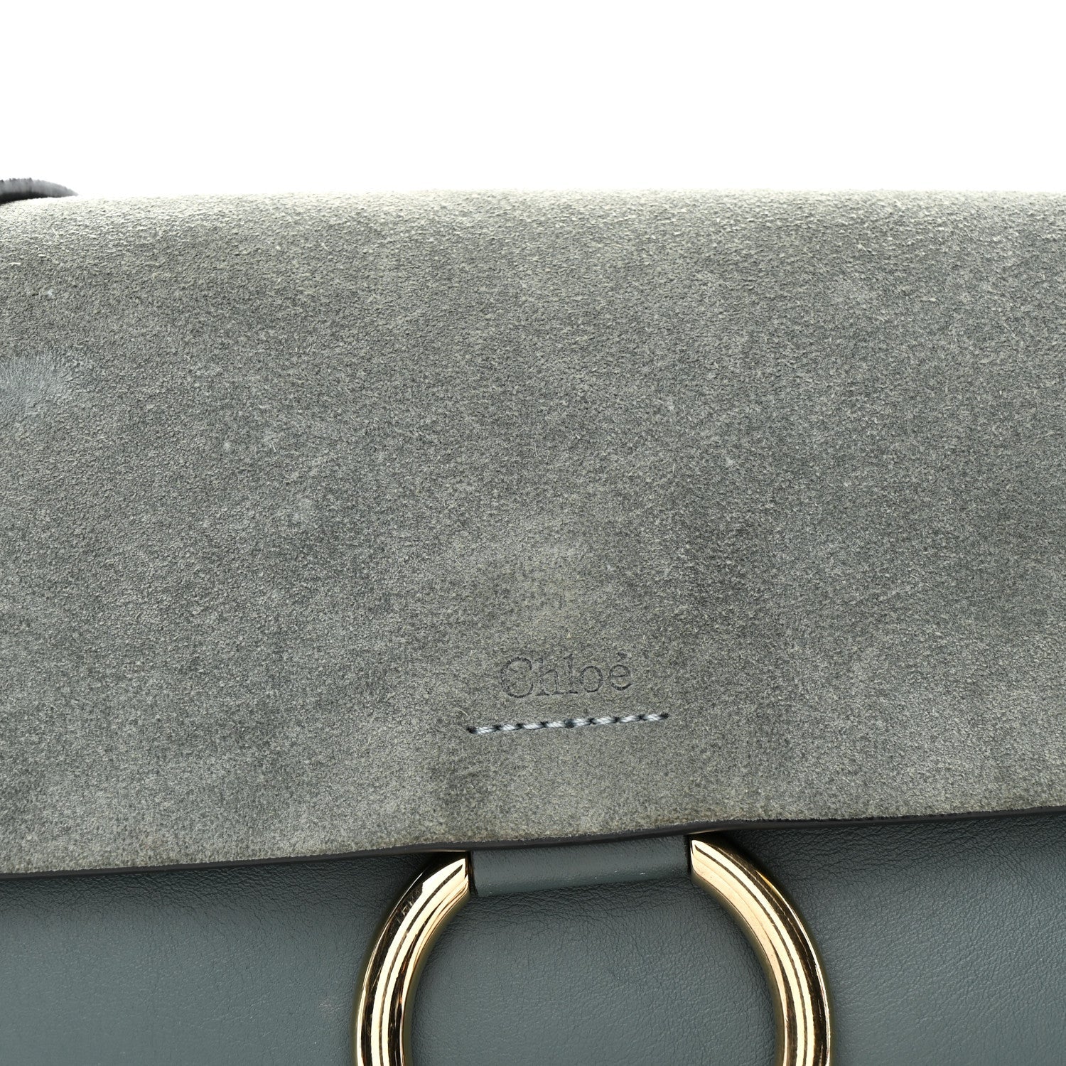 Suede Calfskin Small Faye Shoulder Bag Cloudy Blue