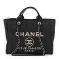 Denim Small Deauville Tote Dark Blue White