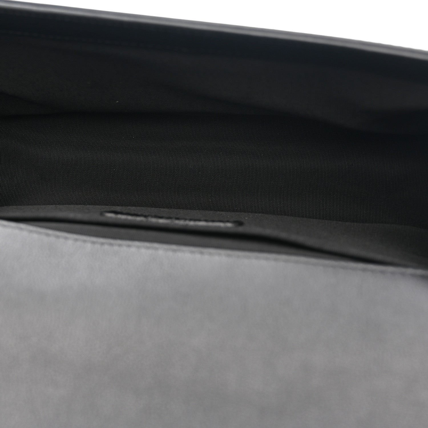 Patent Calfskin Quilted Medium Plexiglass Boy Flap Black