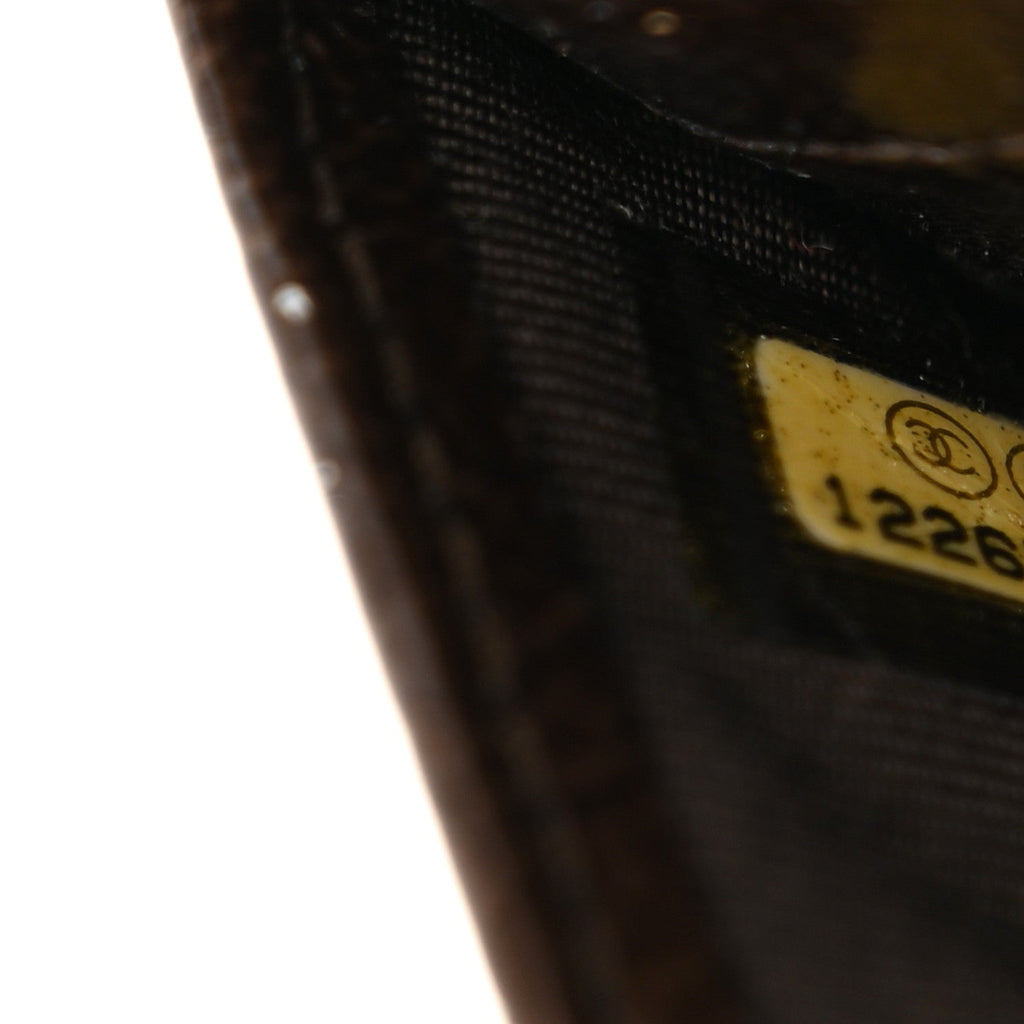 Distressed Patent Quilted  Holder Dark Brown