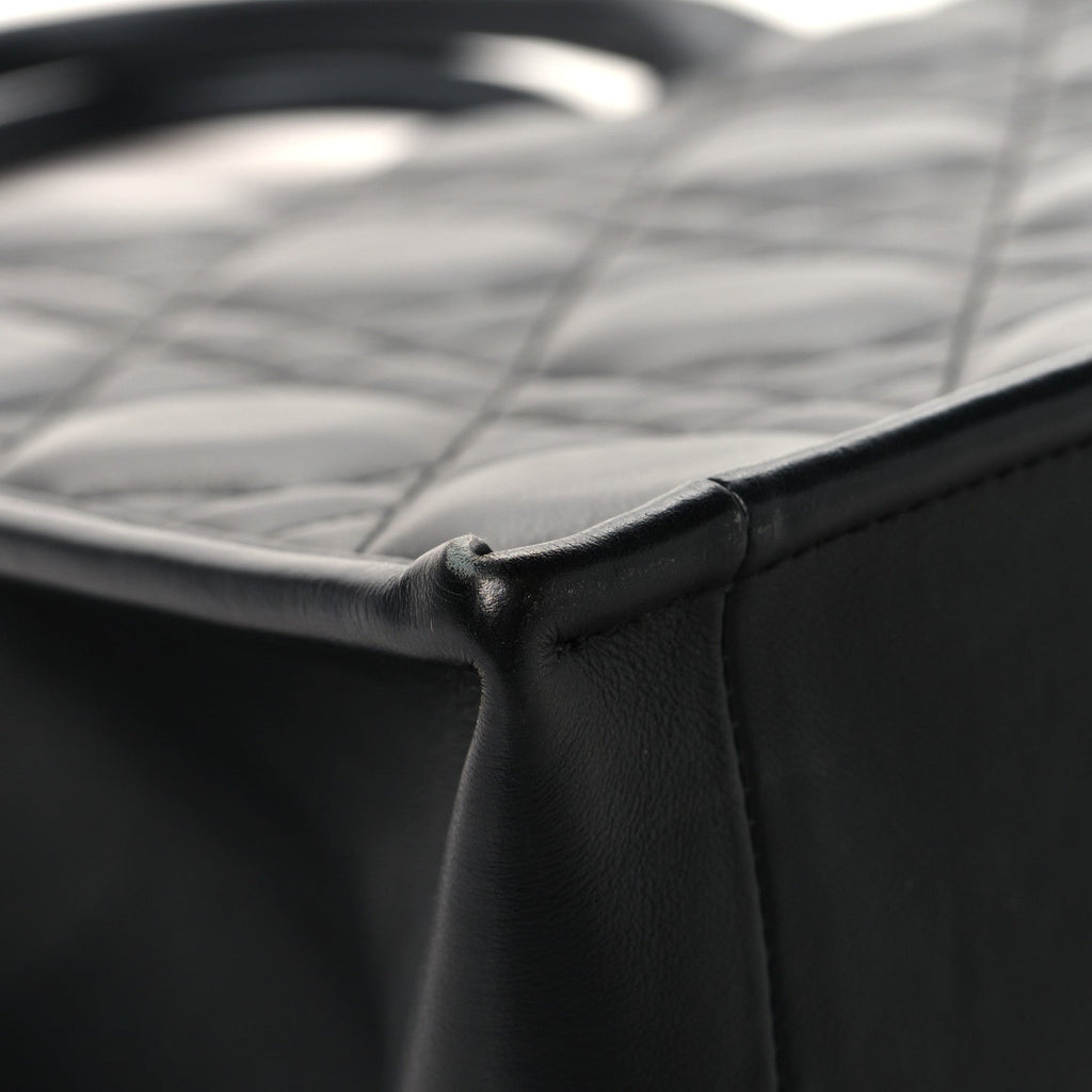 Calfskin Macro Cannage Medium Book Tote Black