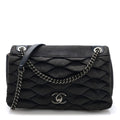 Denim Pleated Denim Turtle Flap Dark Blue