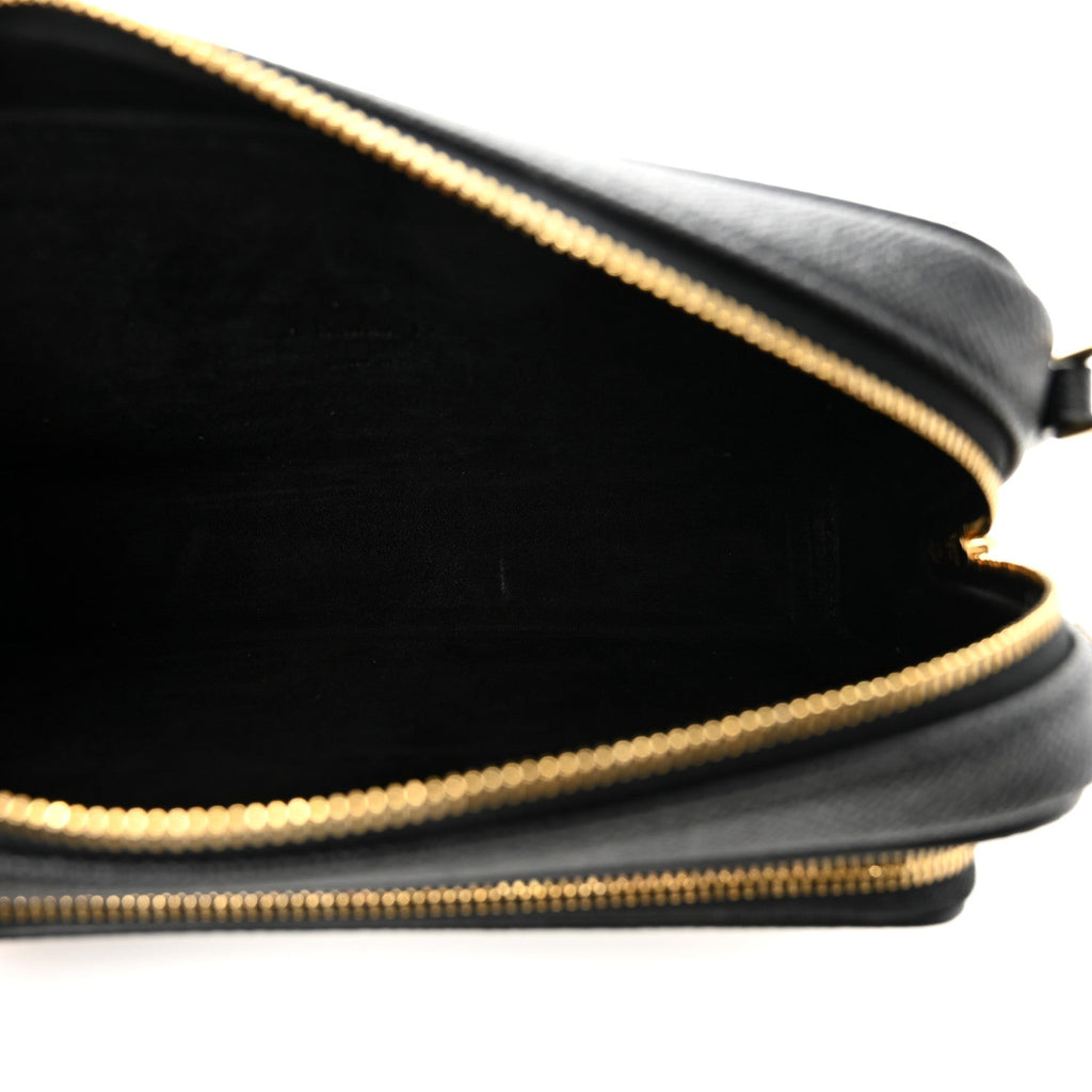 Grained Calfskin Caro Double Pouch Black