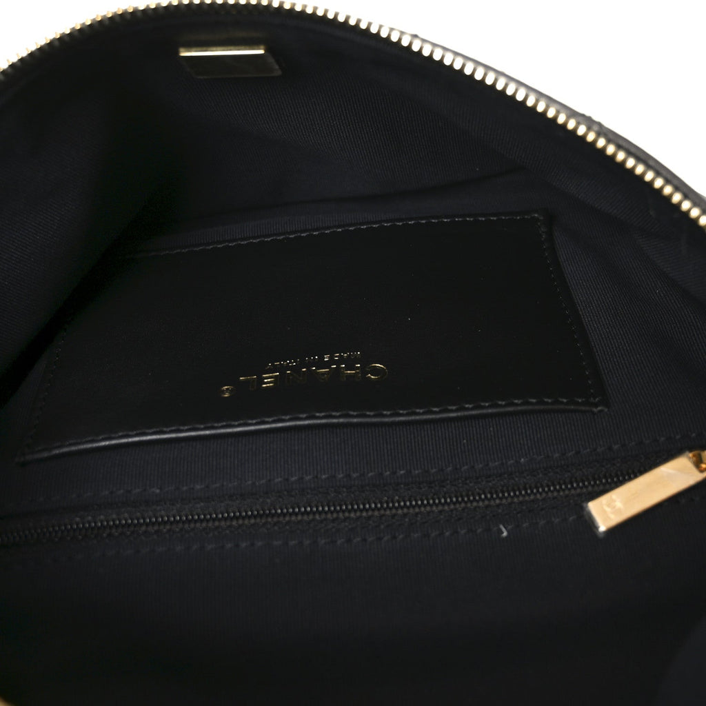 Metallic Calfskin Pearl Quilted CC Belt Bag Ruthenium