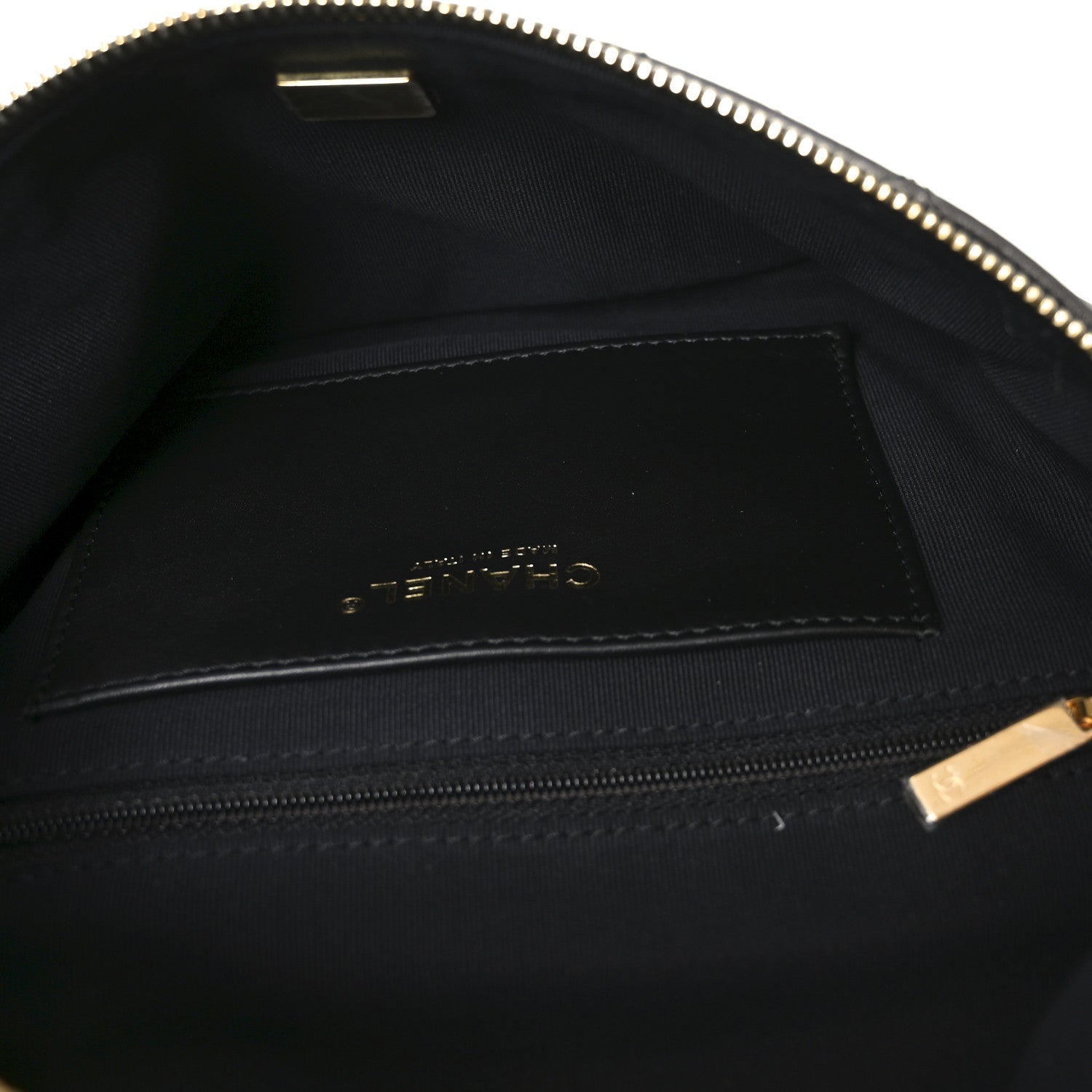 Metallic Calfskin Pearl Quilted CC Belt Bag Ruthenium