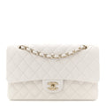 Caviar Quilted Medium Double Flap White