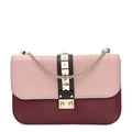 Vitello Tri-Color Medium Glam Lock Rockstud Flap Rubin Water Rose Marine