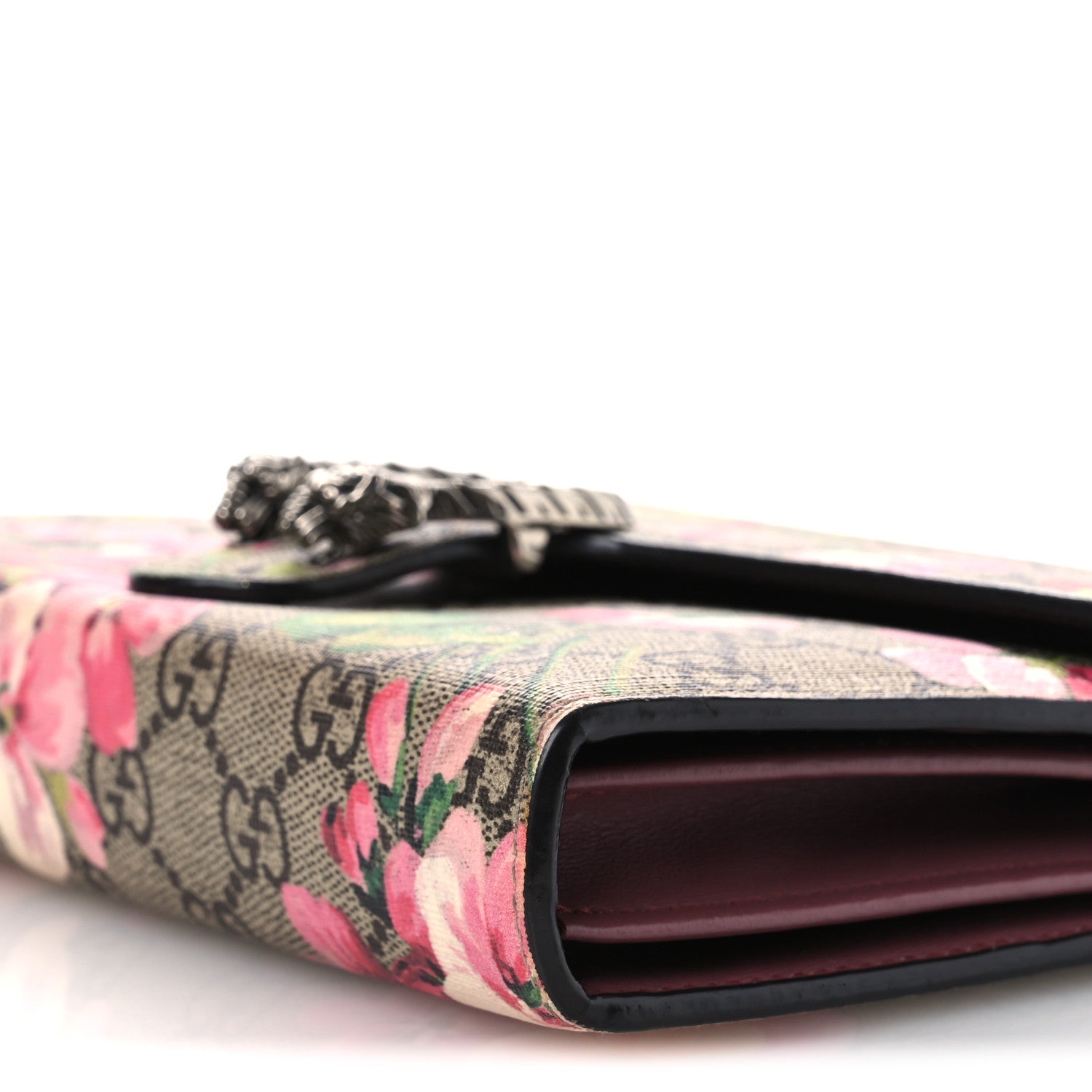 GG Supreme Monogram Blooms Mini Dionysus Chain Wallet Beige Multicolor Dry Rose