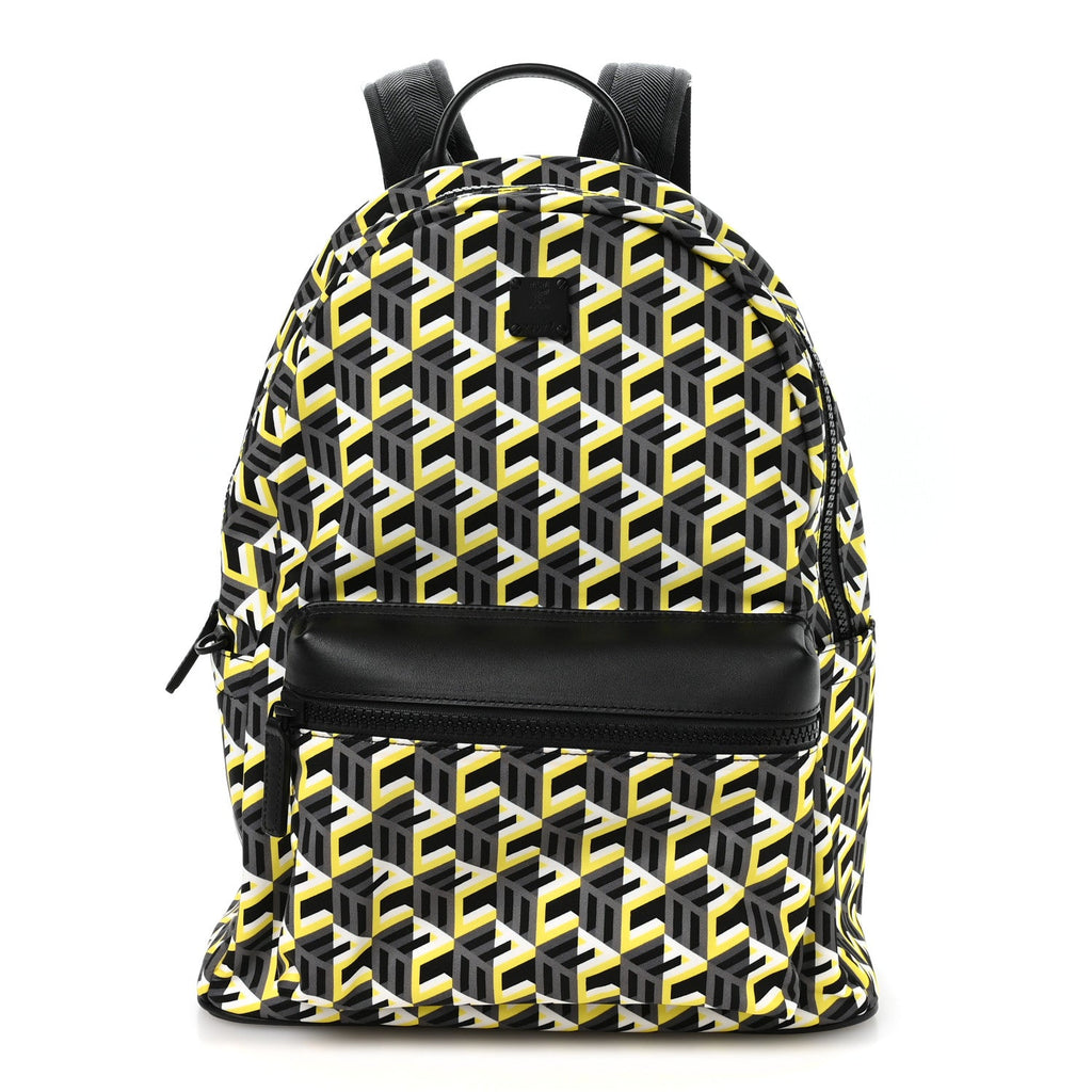 Cubic Monogram Medium Backpack Black Yellow