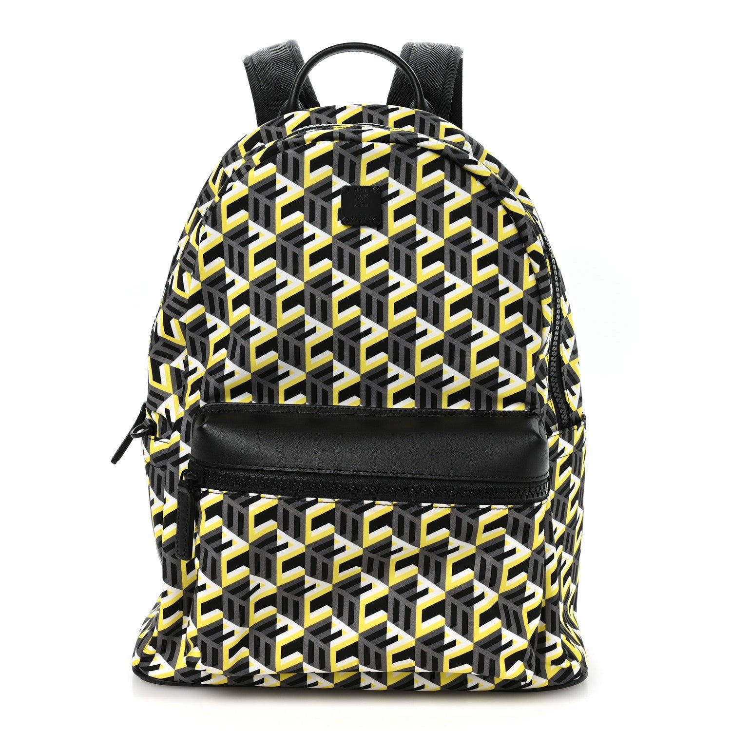 Cubic Monogram Medium Backpack Black Yellow