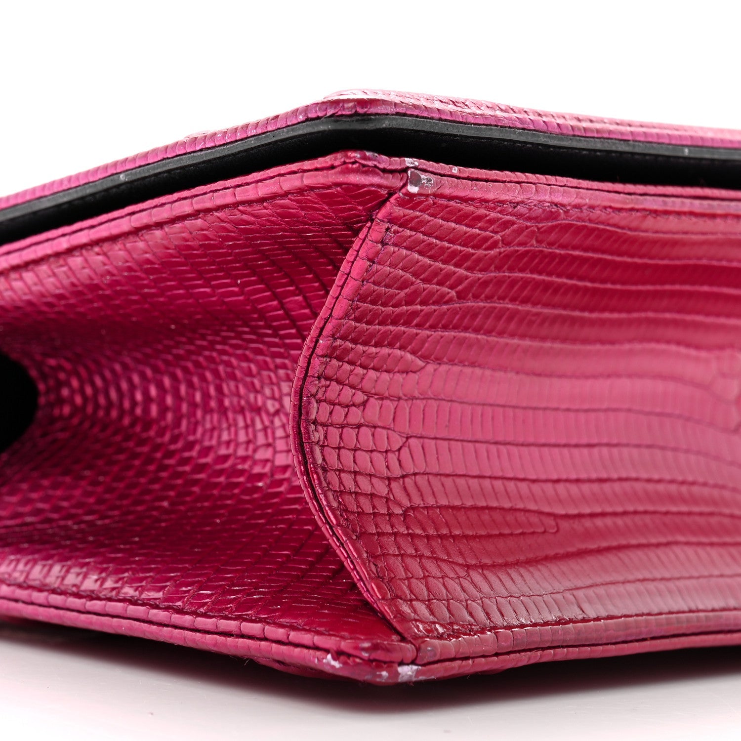 Metallic Lizard Small Diorama Flap Bag Fuchsia