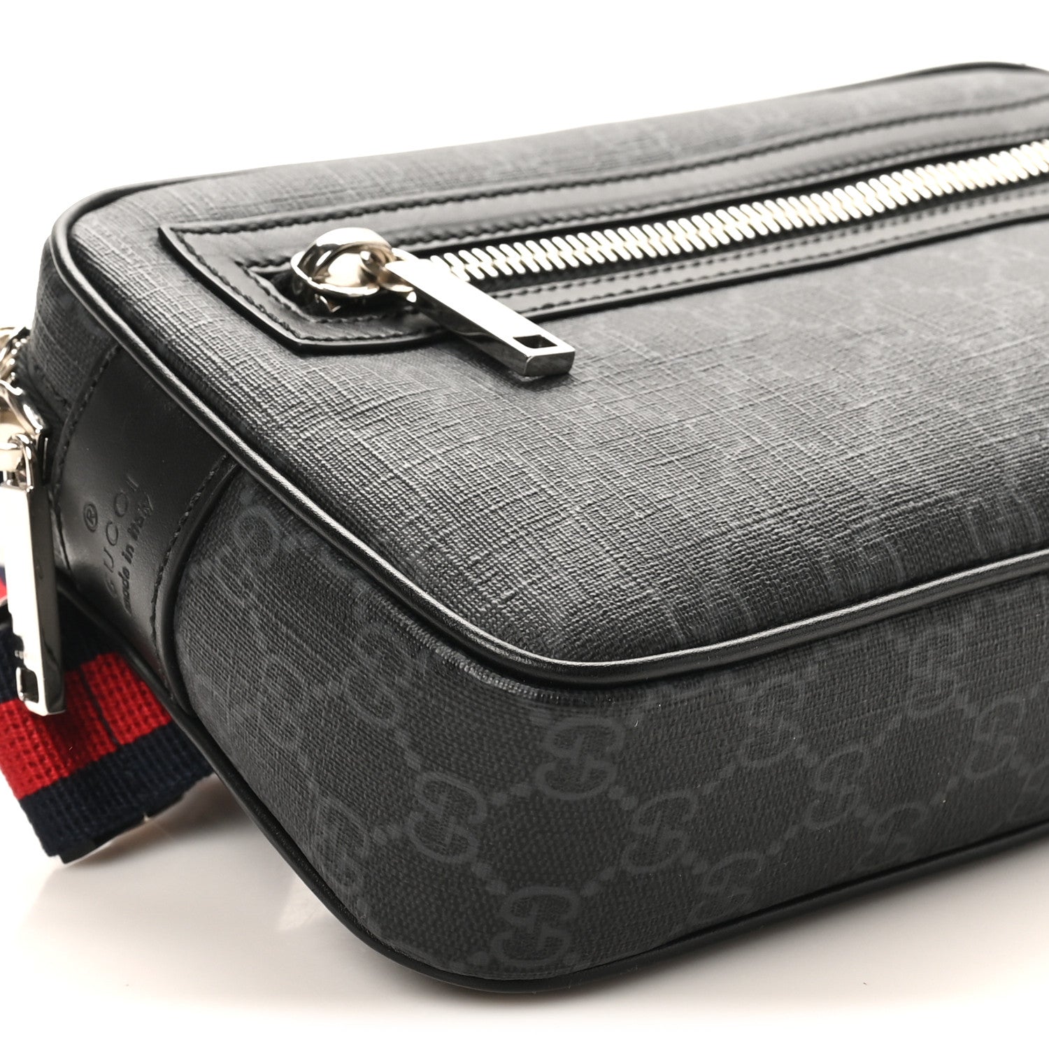 Soft GG Supreme Monogram Web Belt Bag Black Grey