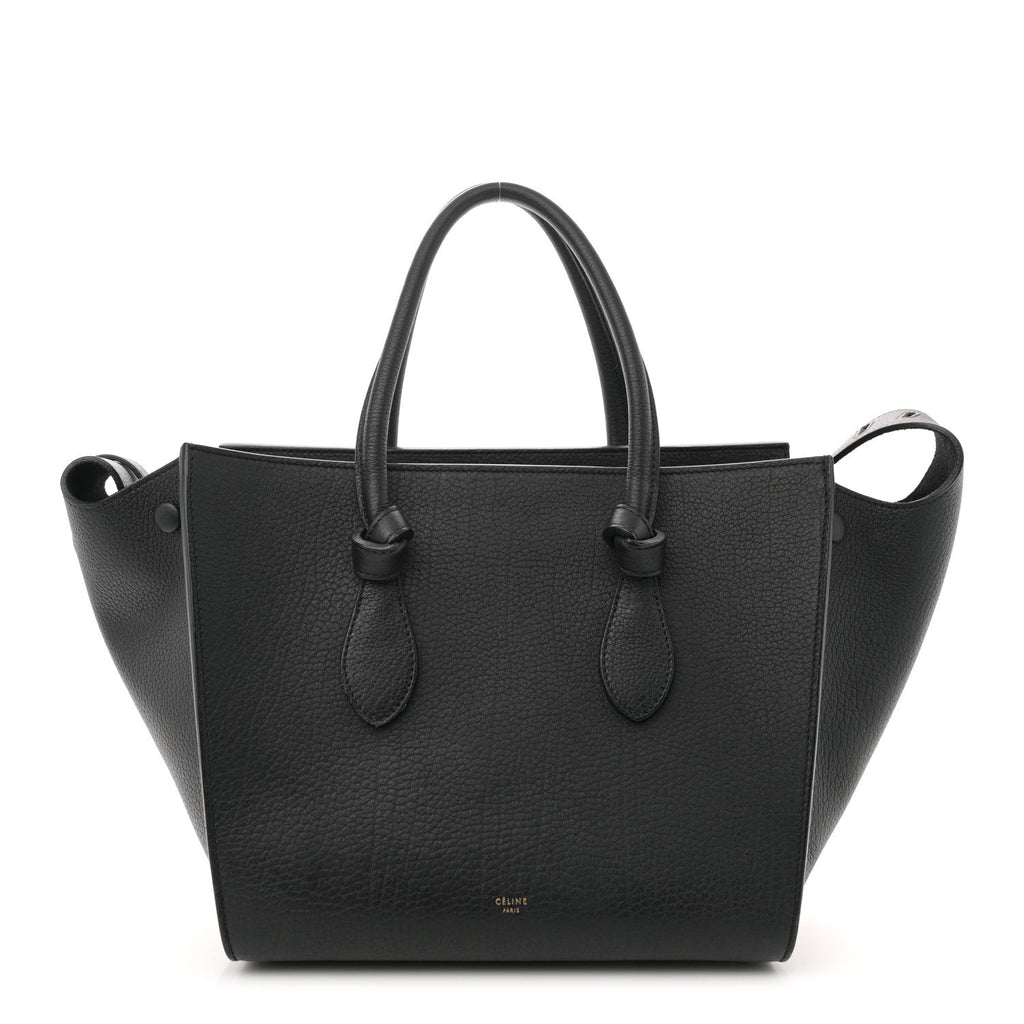 Crisped Calfskin Mini Tie Knot Tote Black