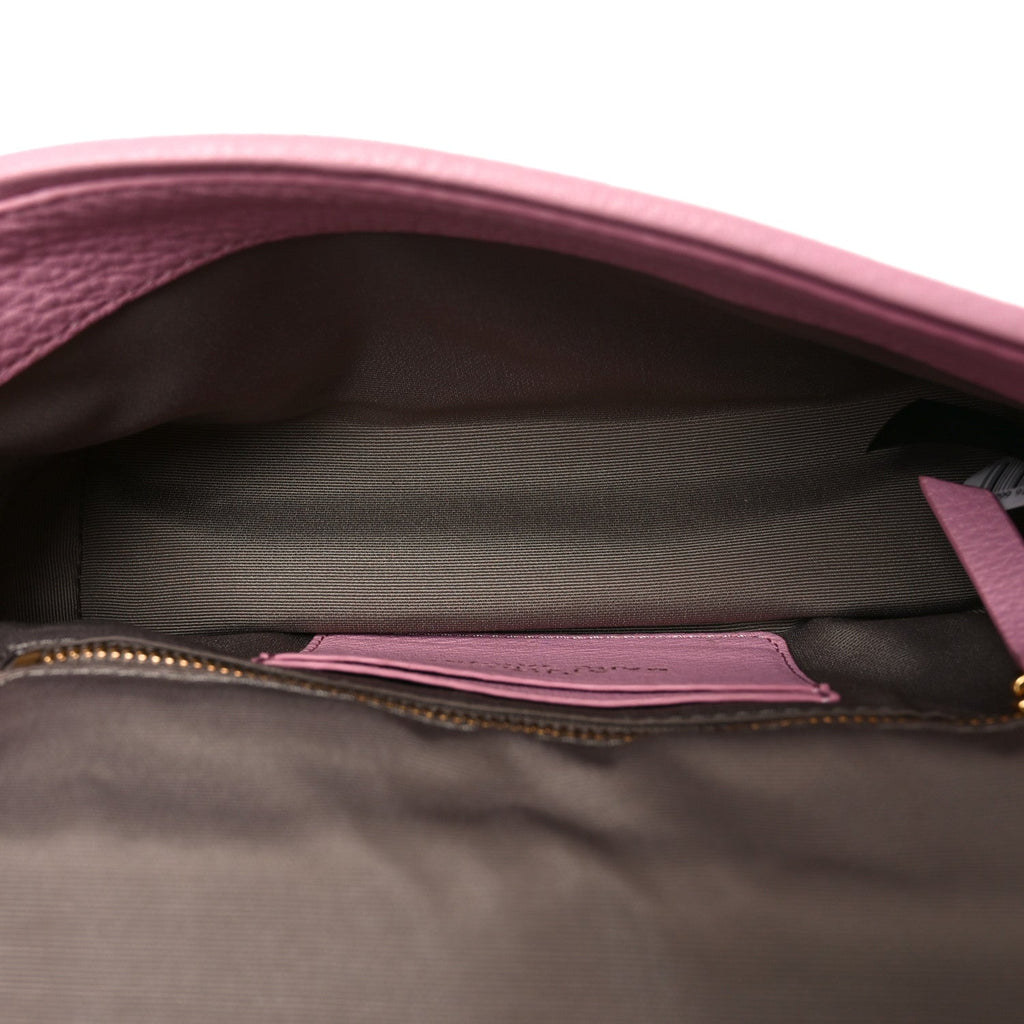 Grained Calfskin Quilted Double Stitched Small The Status Shoulder Bag Pink